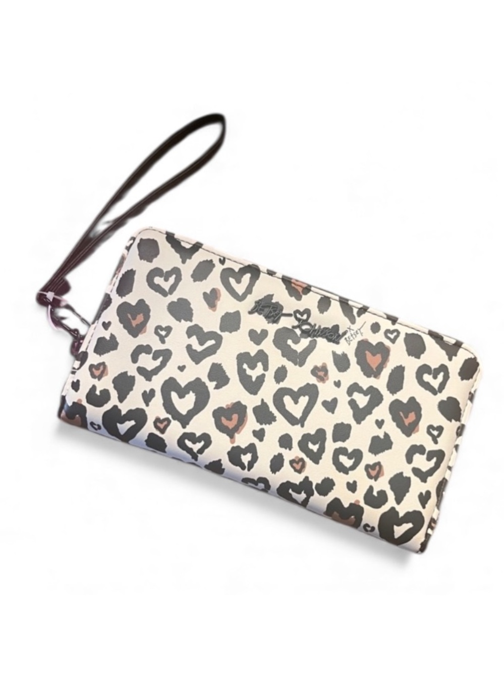 Betsey Johnson Heart Leopard Print Wristlet wallet